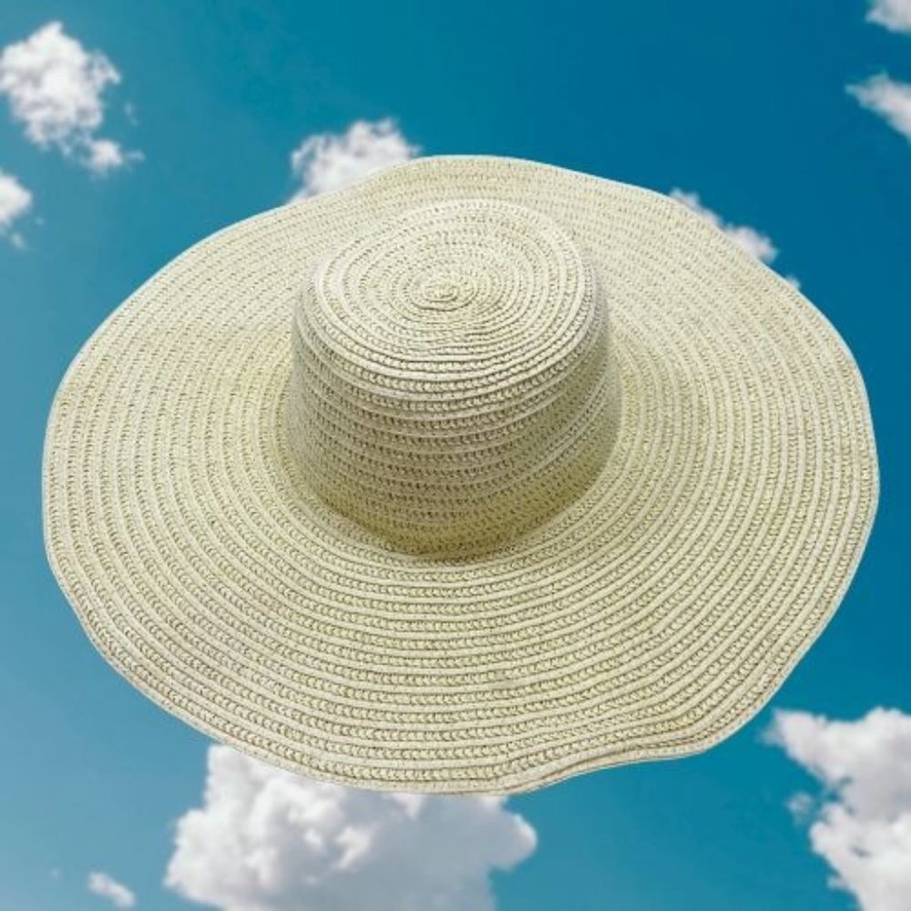 Tan & Gold Wide Brim Floppy Hat